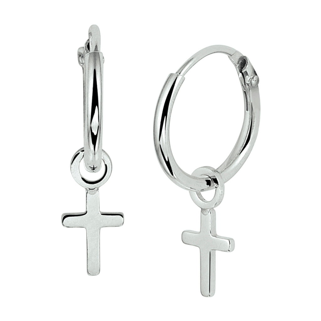 Kreuz-Ohrringe aus rhodiniertem Silber