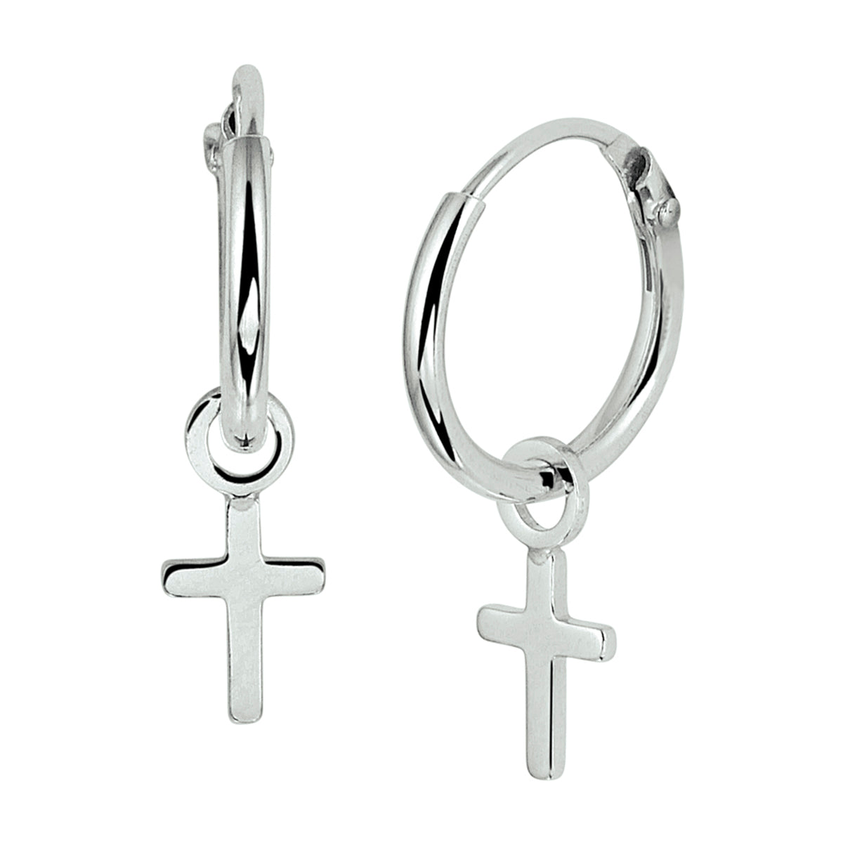 Kreuz-Ohrringe aus rhodiniertem Silber