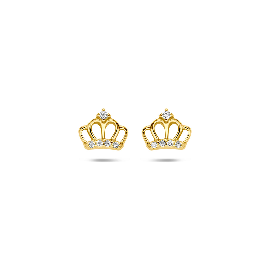 oorknoppen kroon zirkonia  6,5 mm 1 micron zilver verguld (geel)