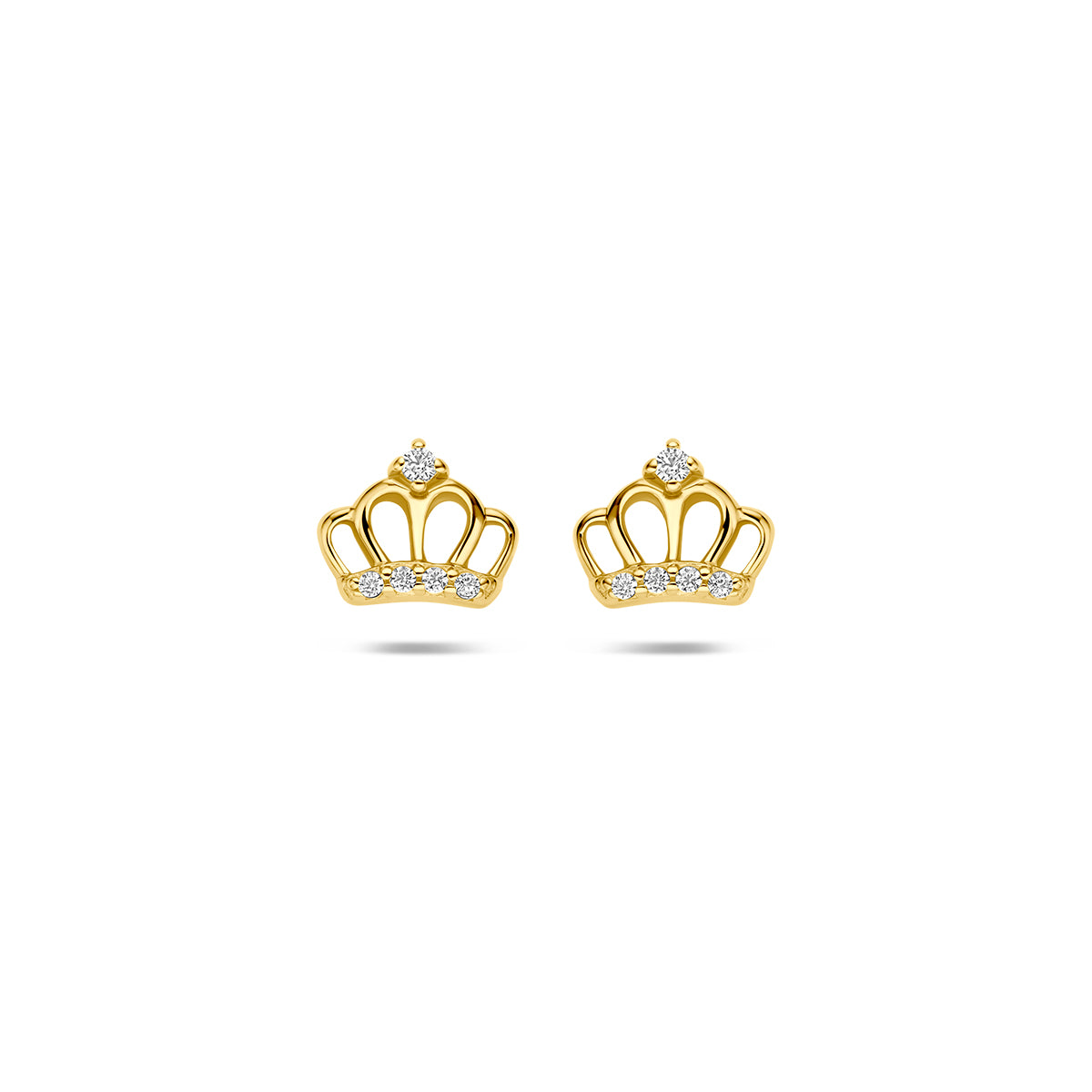 oorknoppen kroon zirkonia  6,5 mm 1 micron zilver verguld (geel)