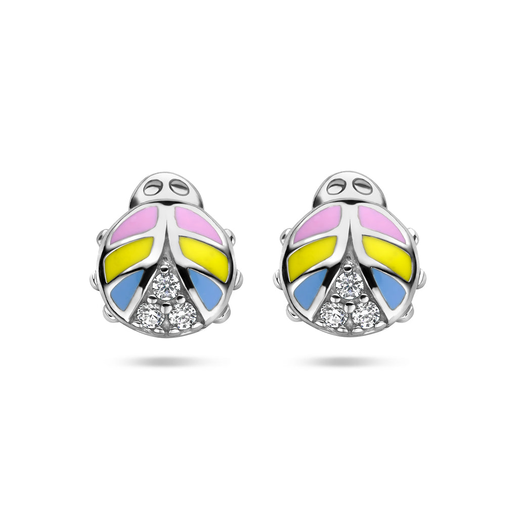 Ohrstecker Marienkäfer Zirkonia Emaille Silber rhodiniert