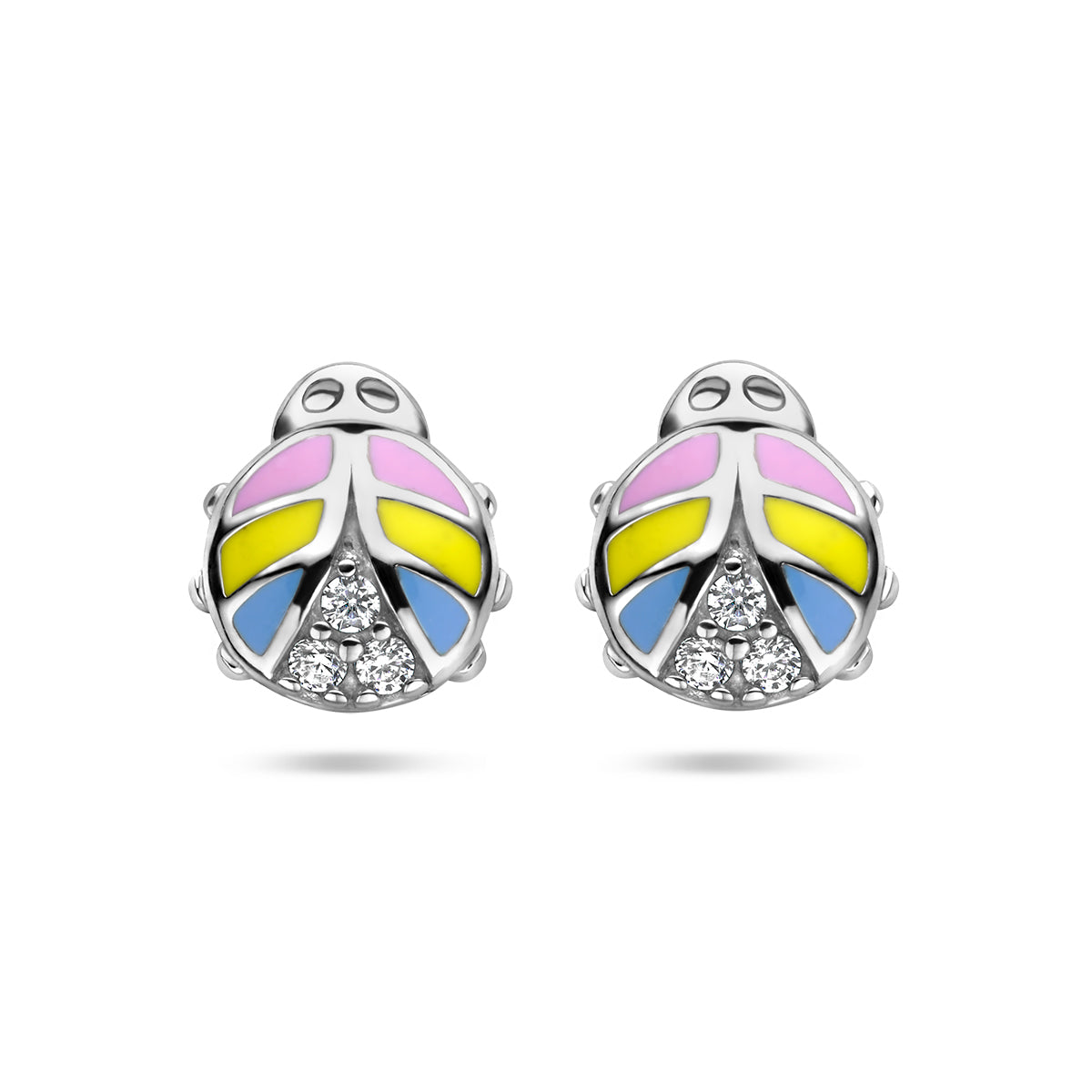 Ohrstecker Marienkäfer Zirkonia Emaille Silber rhodiniert