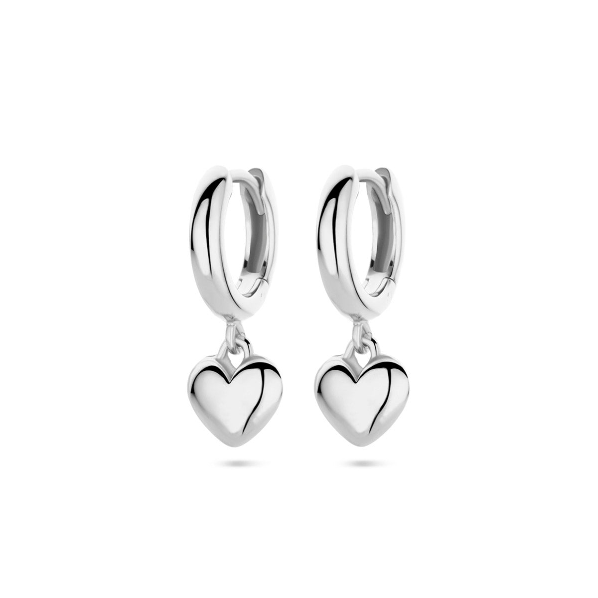 Klappcreolen Herz 18 mm rhodiniertes Silber