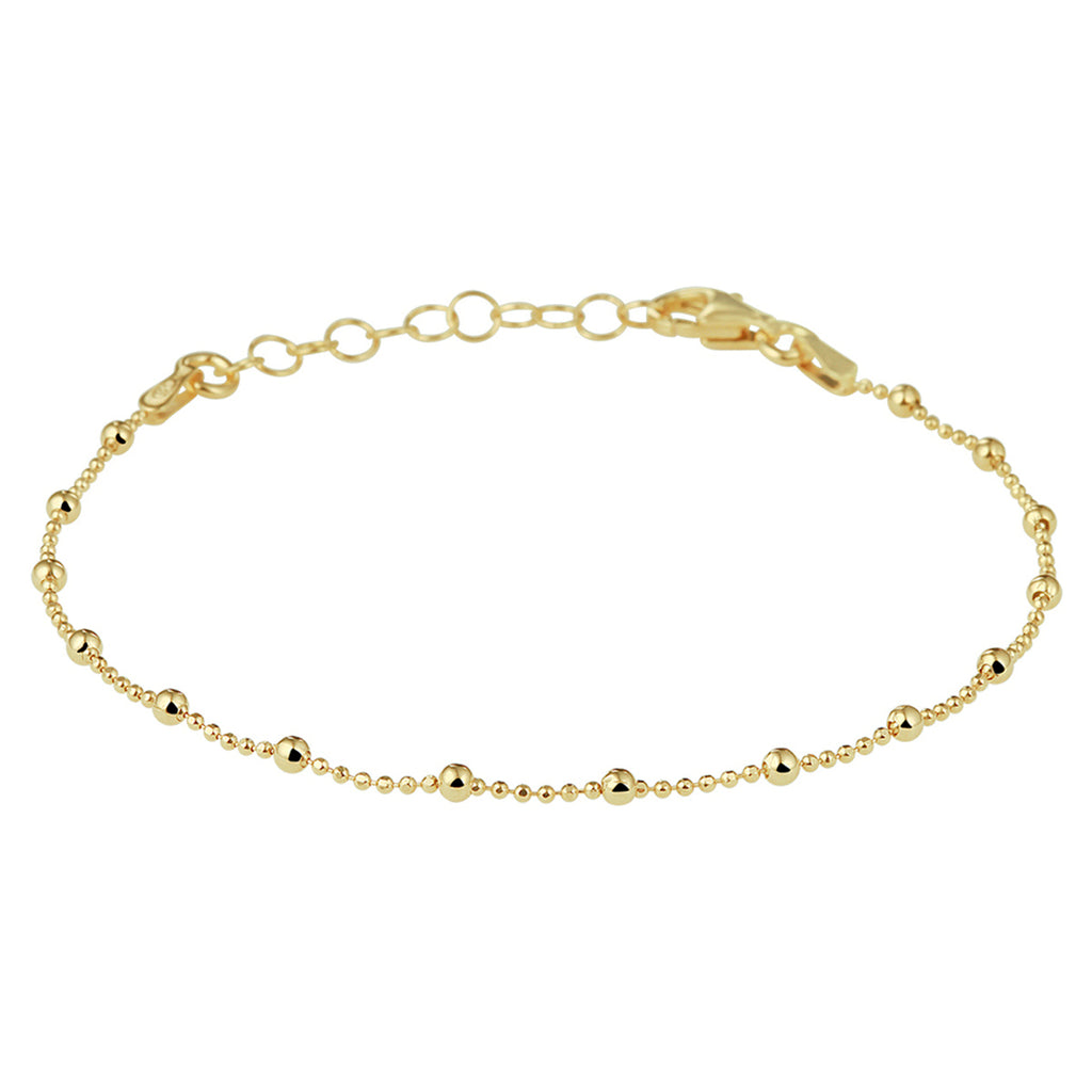 Armband Kugeln 2,0 mm 16 + 3 cm 3 Micron Silber vergoldet (gelb)