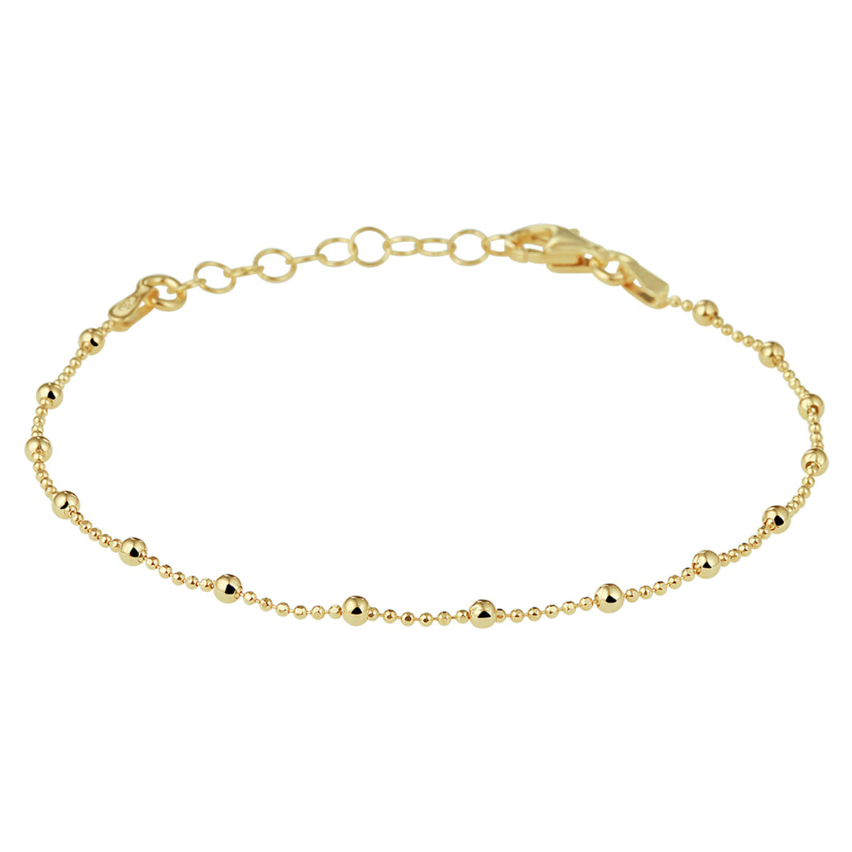 Armband Kugeln 2,0 mm 16 + 3 cm 3 Micron Silber vergoldet (gelb)