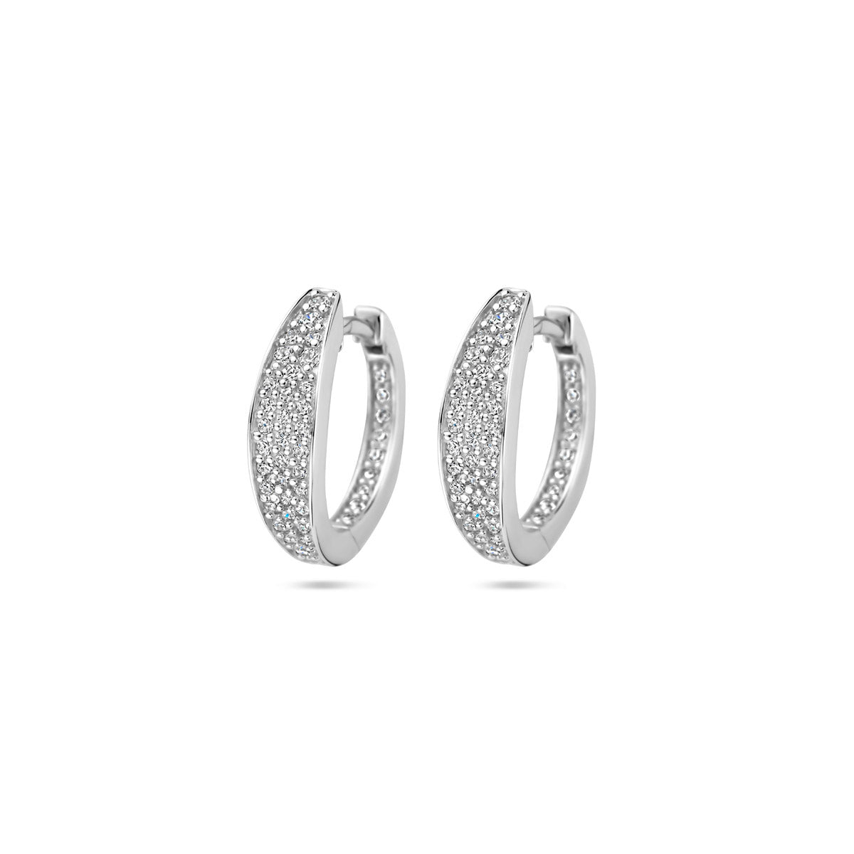 Klappohrringe Zirkonia 16 mm Silber rhodiniert