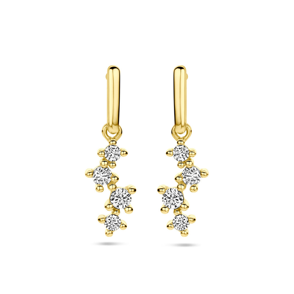 oorhangers zirkonia 14K geelgoud