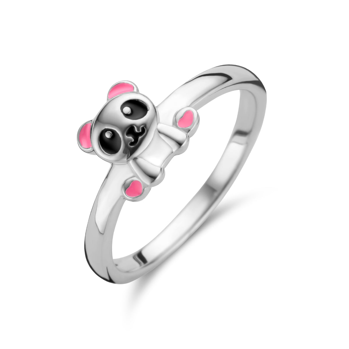 Ring Emaille Panda Silber rhodiniert