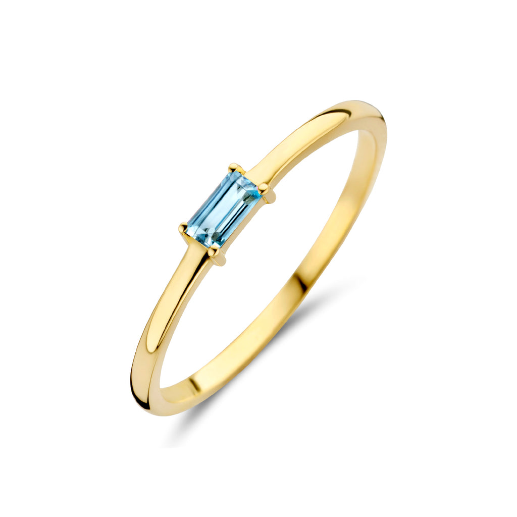 ring met geboortesteen topaas december 14K geelgoud