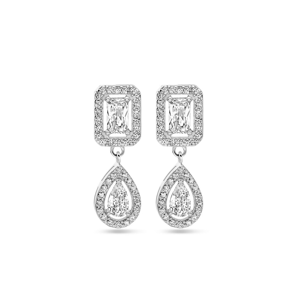 Ohrhänger Zirkonia 20 mm Silber rhodiniert