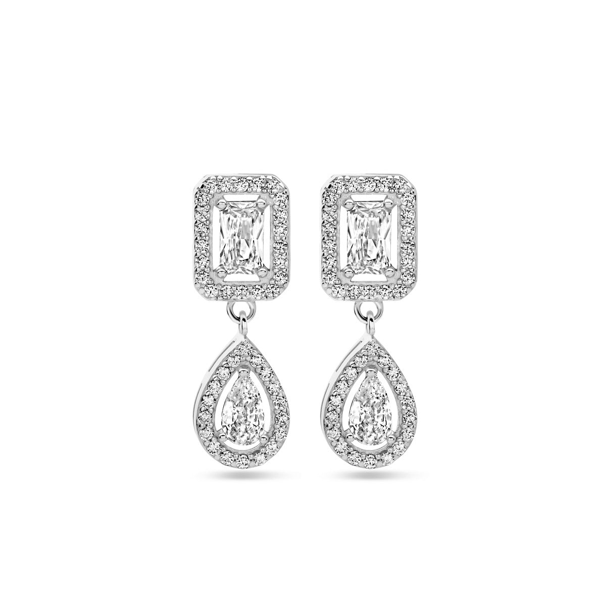 Ohrhänger Zirkonia 20 mm Silber rhodiniert