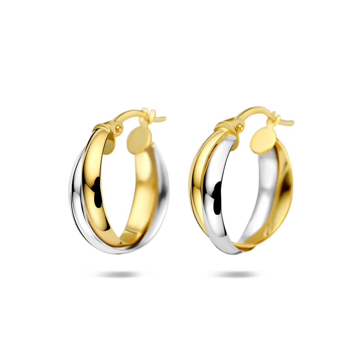 oorringen 18,5 mm 14K bicolor goud geel/wit