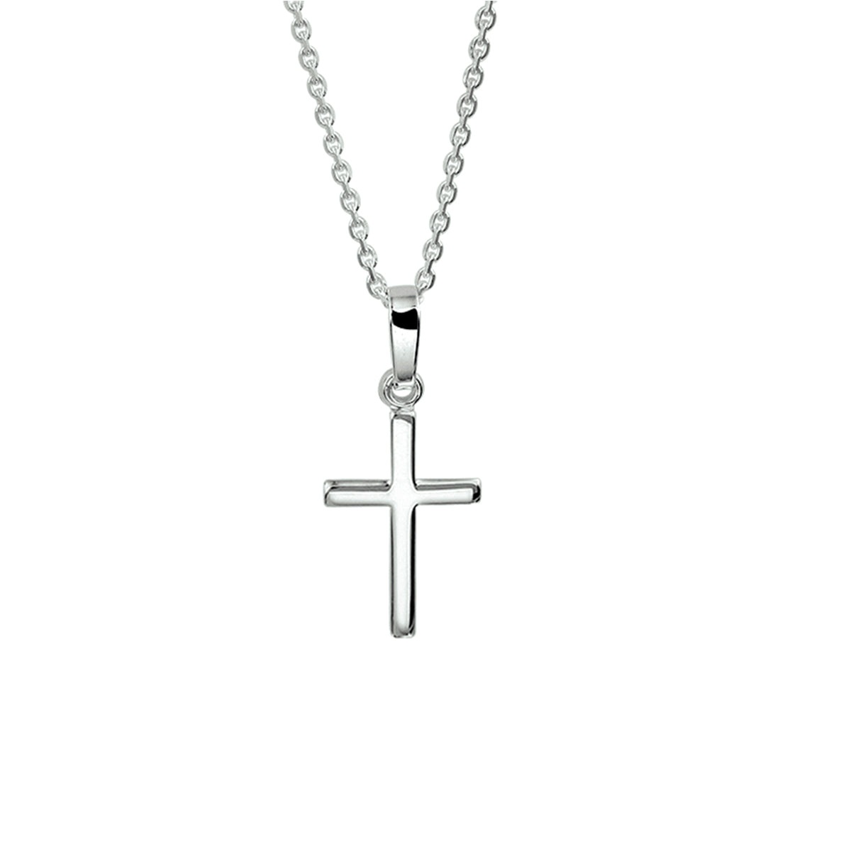 collier kruis 41 + 4 cm zilver wit