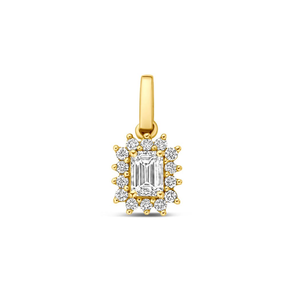 hanger lab grown diamant 0.21ct f vs 6,5 mm 14K geelgoud