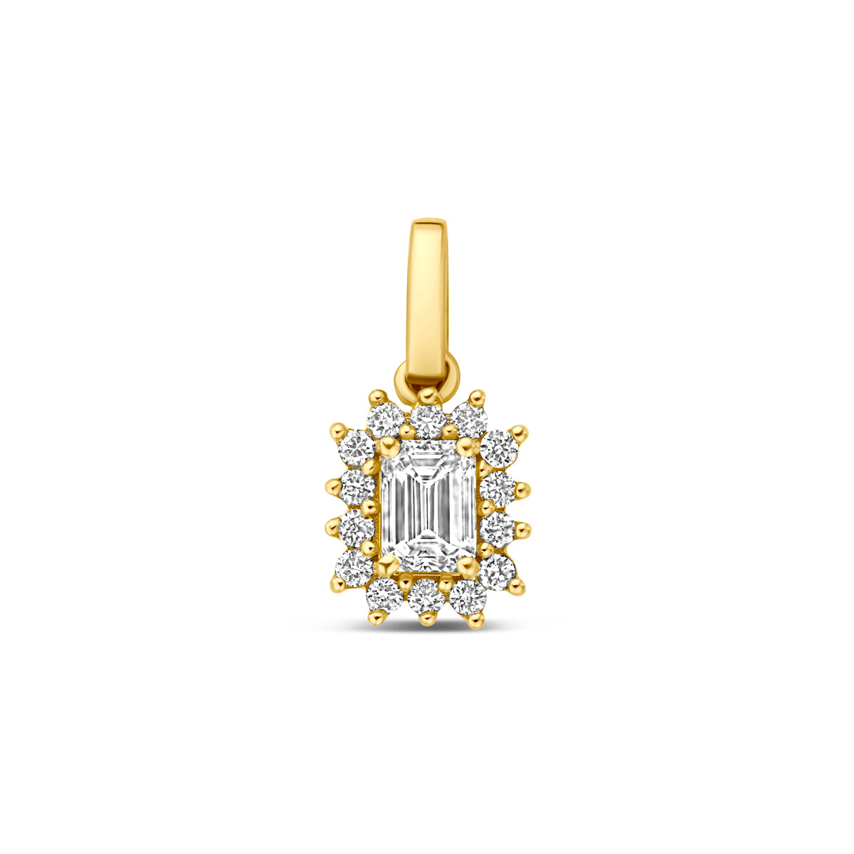 hanger lab grown diamant 0.21ct f vs 6,5 mm 14K geelgoud
