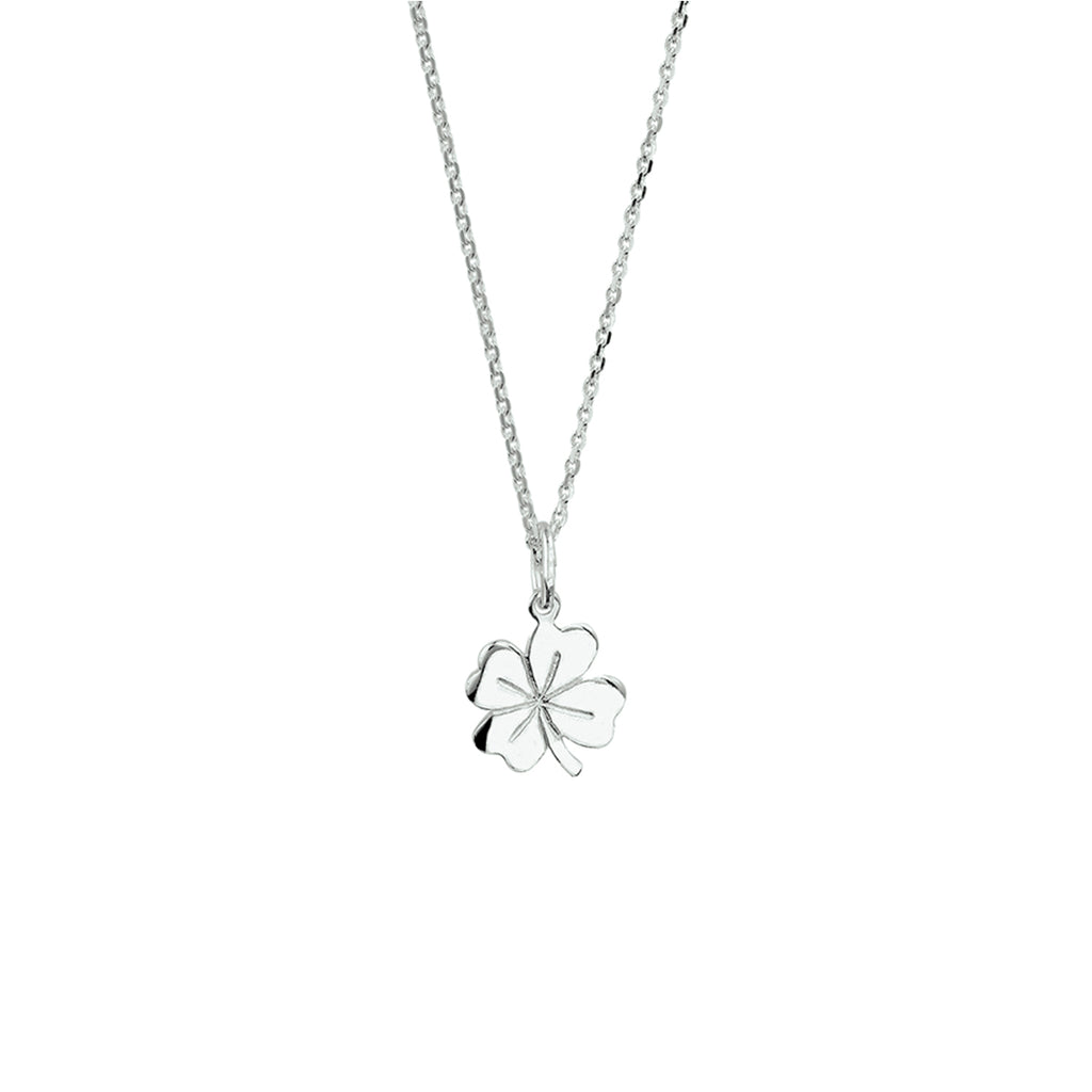 collier klavertje 41 + 4 cm zilver wit