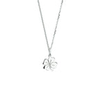 collier klavertje 41 + 4 cm zilver wit