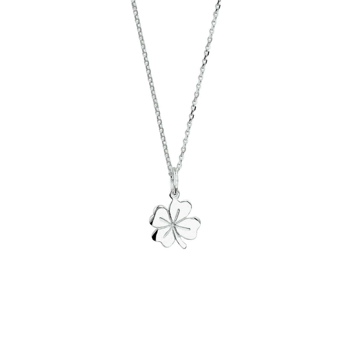 collier klavertje 41 + 4 cm zilver wit