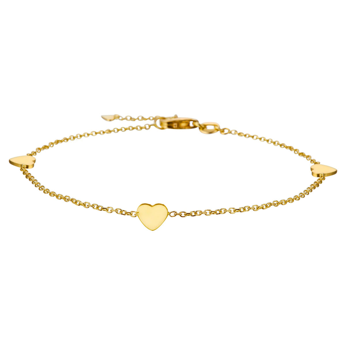 Armband Herz 17 - 18,5 cm 14K Gelbgold