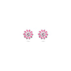 Ohrstecker Emaille Blume Rosa Zirkonia 7 mm Silber rhodiniert