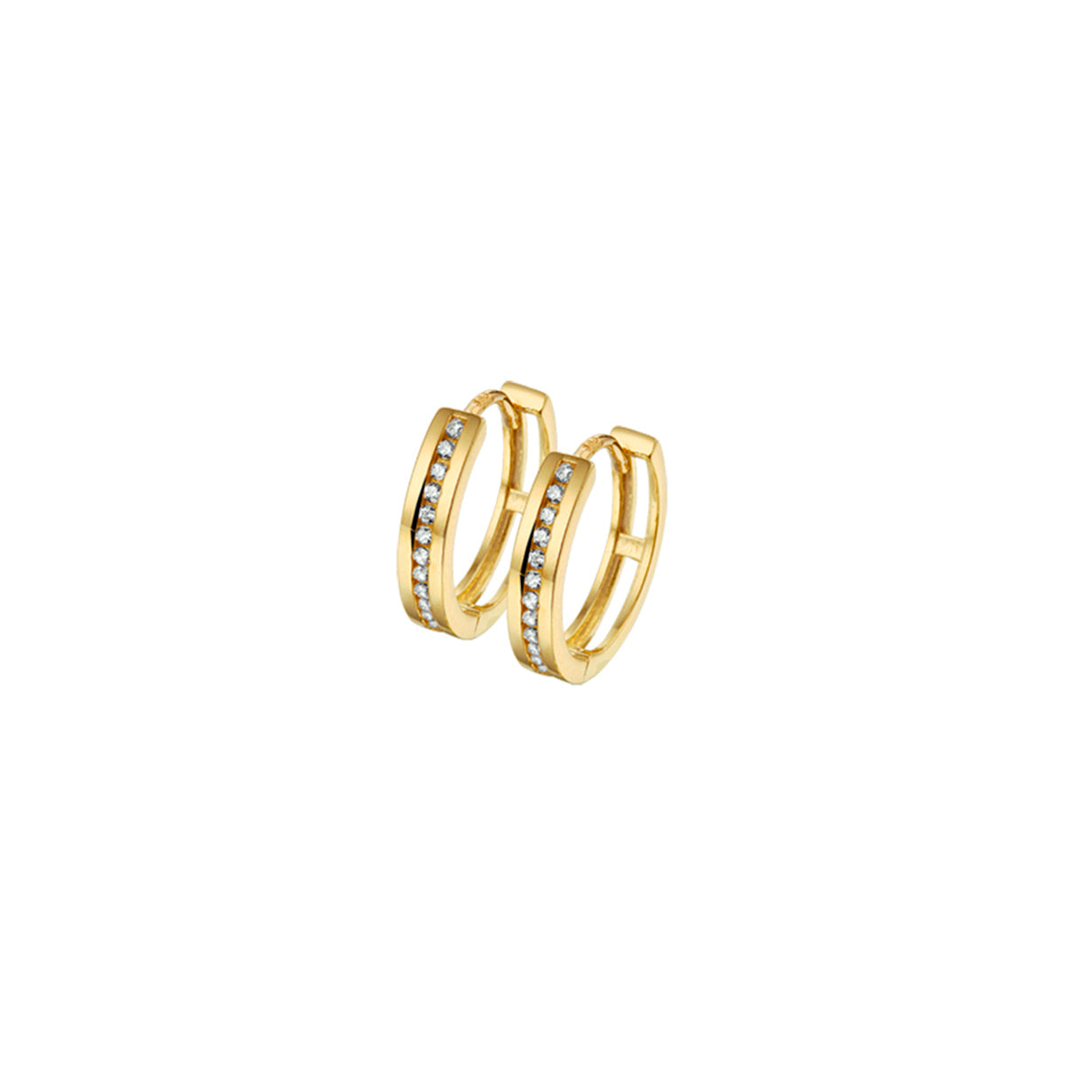 klapoorringen zirkonia 14K geelgoud