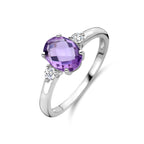 Ring-Trilogie Zirkonia und Amethyst Silber rhodiniert