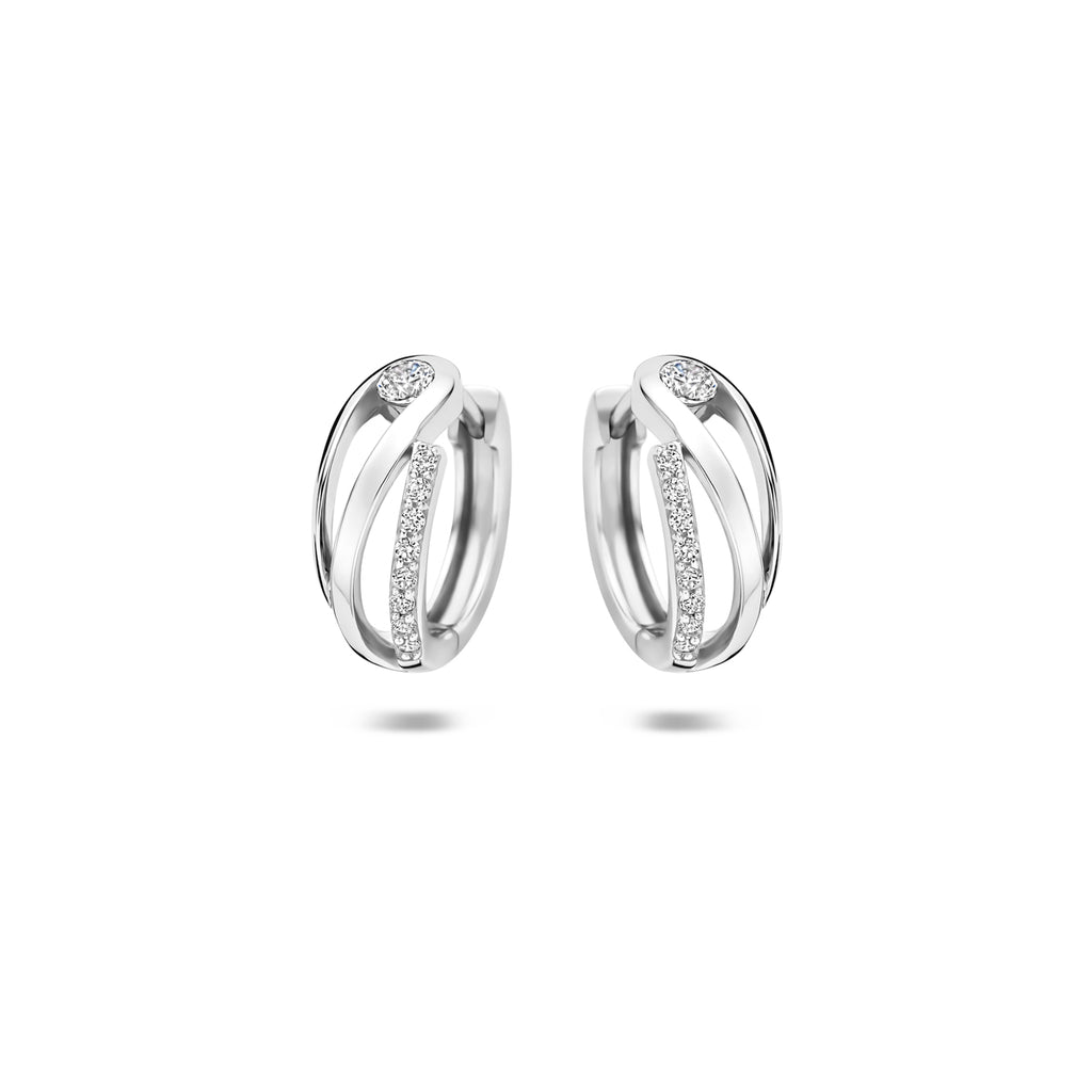 klapoorringen zirkonia 12,5 mm zilver gerhodineerd