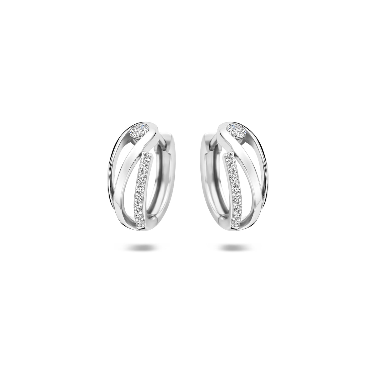 klapoorringen zirkonia 12,5 mm zilver gerhodineerd