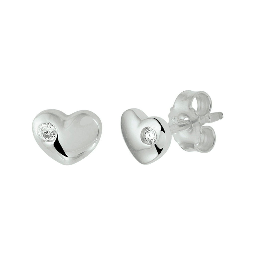oorknoppen hart zirkonia zilver gerhodineerd