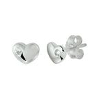 oorknoppen hart zirkonia zilver gerhodineerd