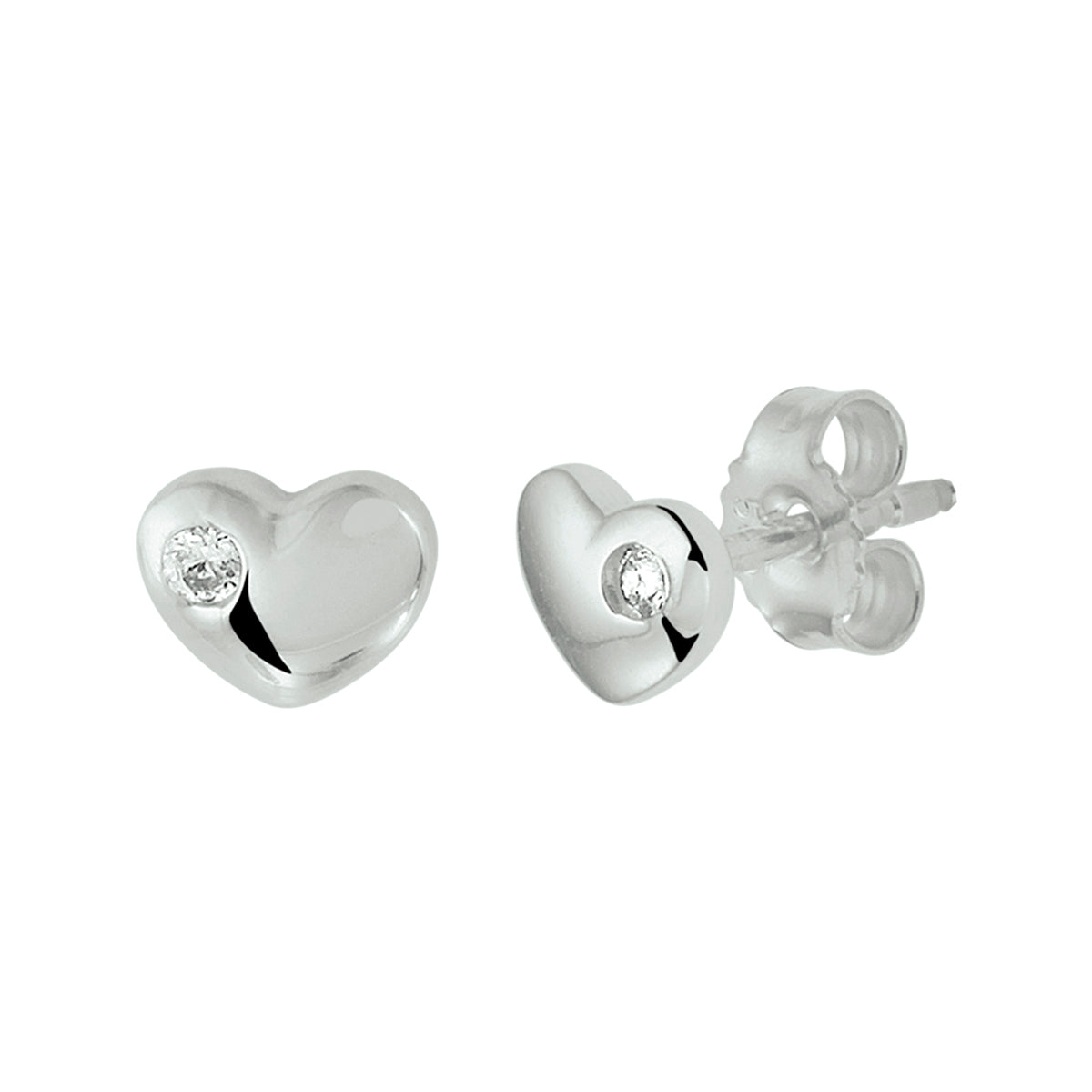 Ohrstecker Herz Zirkonia Silber rhodiniert