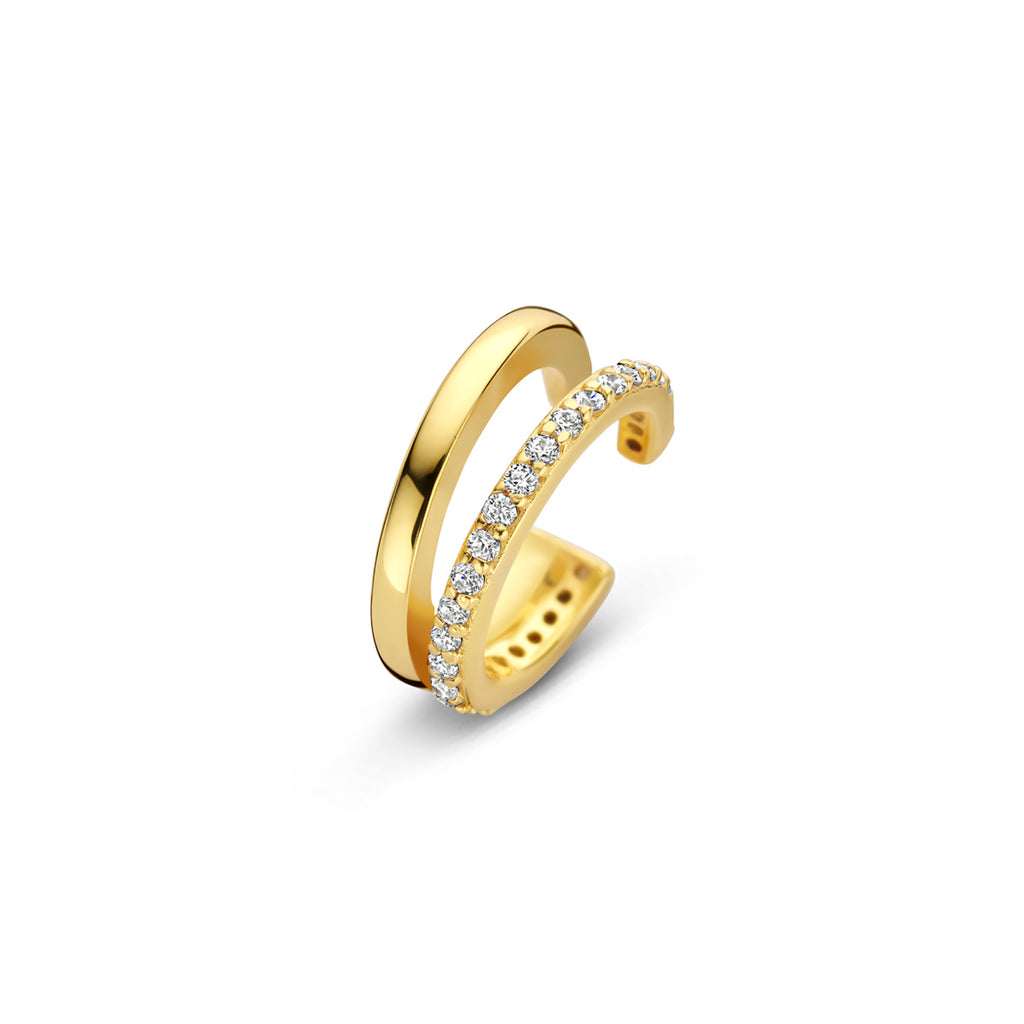ear cuff zirkonia 12 mm 1 micron zilver verguld (geel)