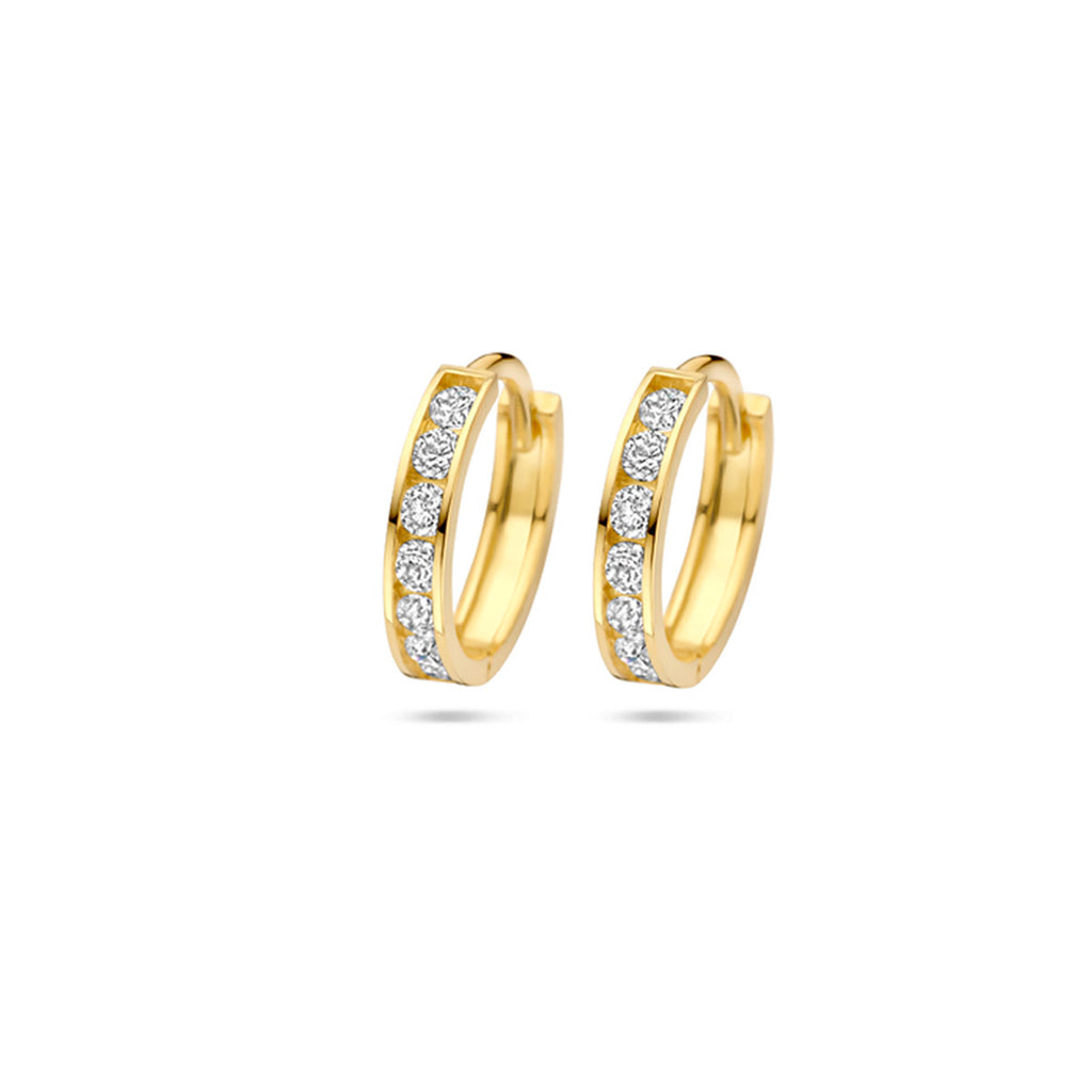 9k klapoorringen zirkonia 12,5 mm 9K geel