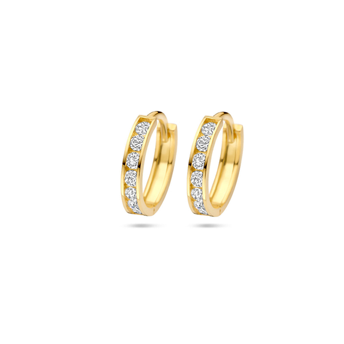 9 Karat Creolen Zirkonia 12,5 mm 9K Gelb
