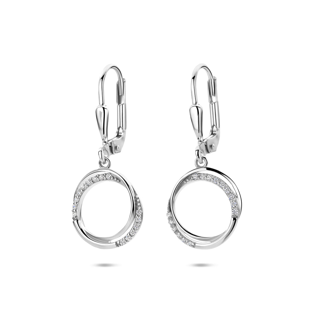 Ohrhänger Zirkonia Brisurhaken 27 mm Silber rhodiniert