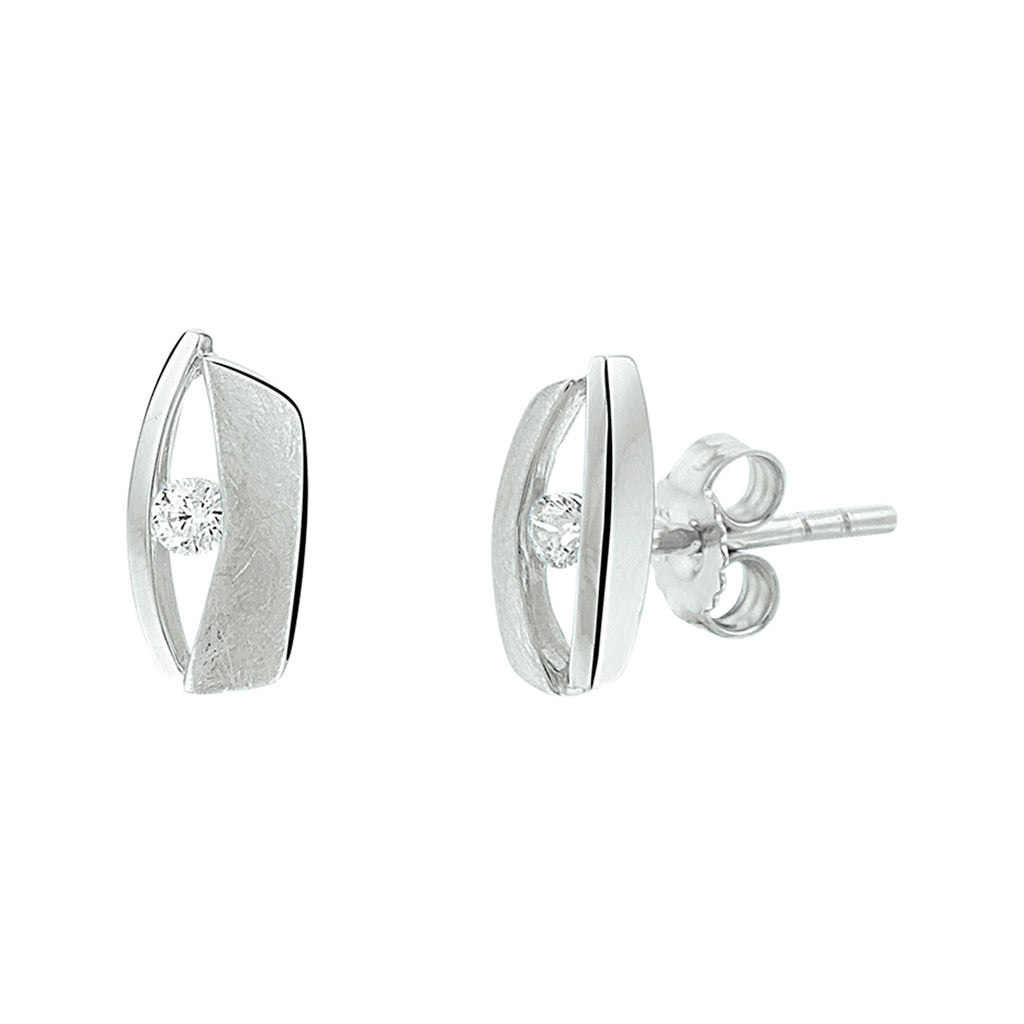 Ohrstecker Zirkonia Poly/Silber matt rhodiniert