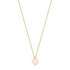 Halskette Herz rosa Emaille 36 - 38 - 40 cm 14K Gelbgold