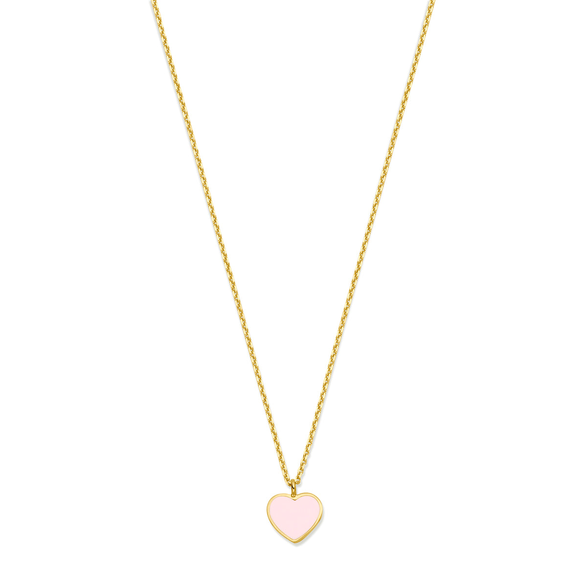 Halskette Herz rosa Emaille 36 - 38 - 40 cm 14K Gelbgold