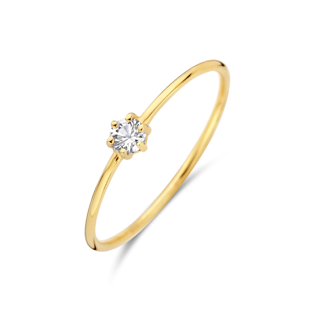 Ring mit Geburtsstein weißer Topas April 14K Gelbgold