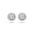 oorknoppen zirkonia halo zilver gerhodineerd