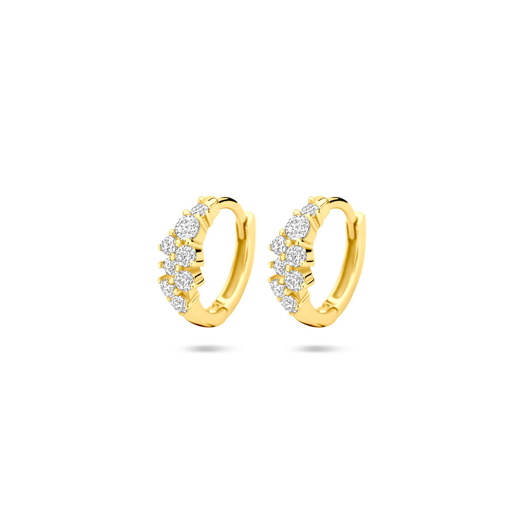 klapoorringen zirkonia 13 mm 1 micron zilver verguld (geel)