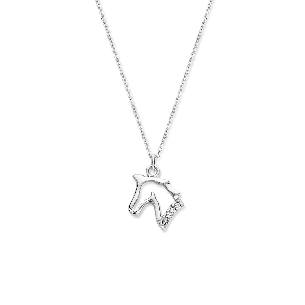 Halskette Pferd 36 + 3 cm Silber rhodiniert