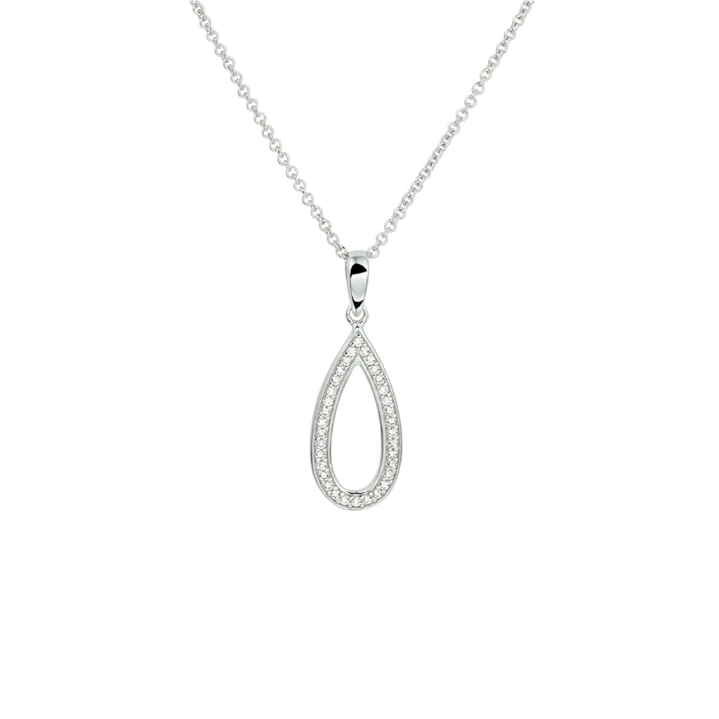 Halskette Zirkonia 42 + 3 cm Silber rhodiniert