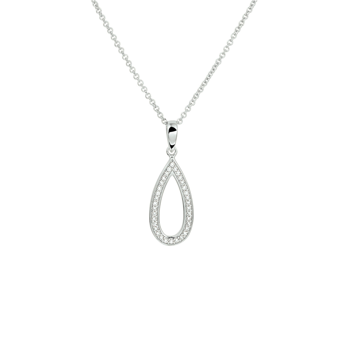 Halskette Zirkonia 42 + 3 cm Silber rhodiniert
