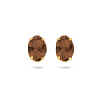 oorknoppen rookkwarts 14K geelgoud