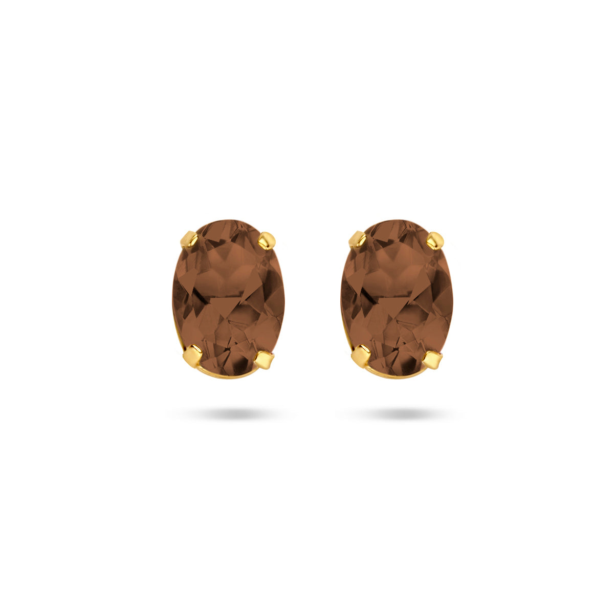 oorknoppen rookkwarts 14K geelgoud