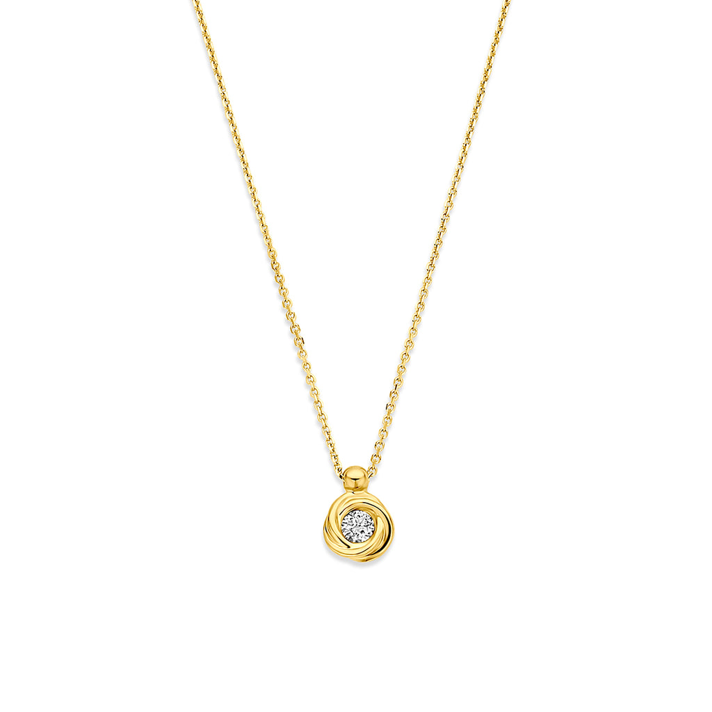 collier lab grown diamant 0.1ct g vs 40 - 42 - 44 cm 14K geelgoud - rond