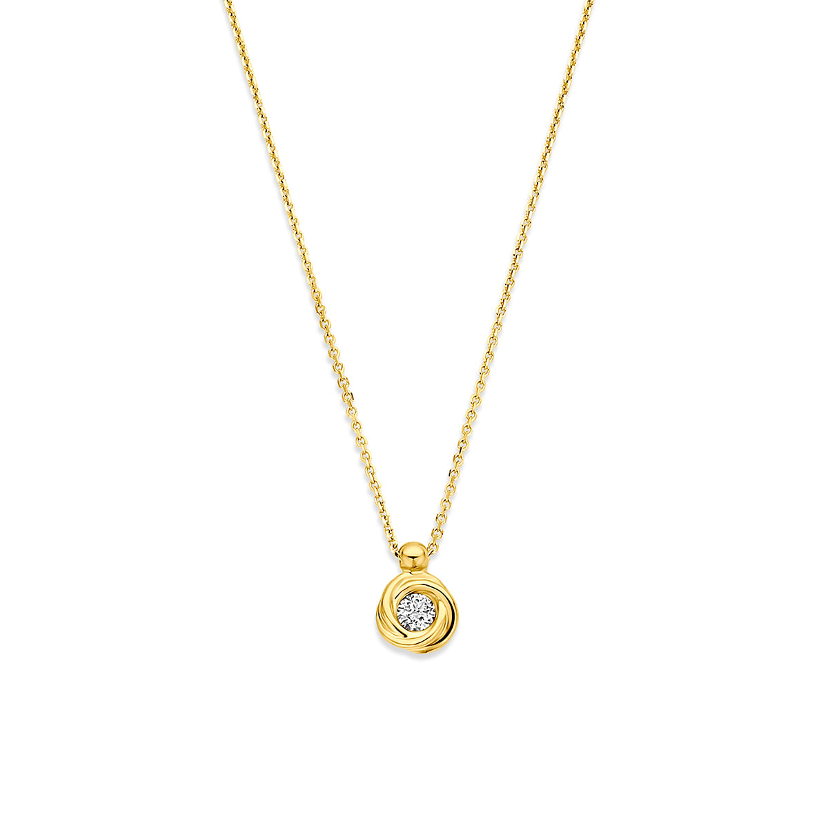 collier lab grown diamant 0.1ct g vs 40 - 42 - 44 cm 14K geelgoud - rond