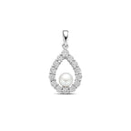 Anhänger Perle und Zirkonia 26 mm Silber rhodiniert