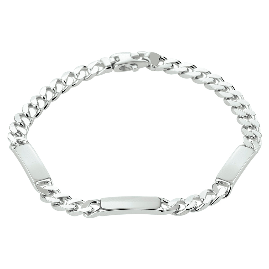 Gravurarmband Gourmet-Kette 6-seitig geschliffene Platte 5,0 mm rhodiniertes Silber